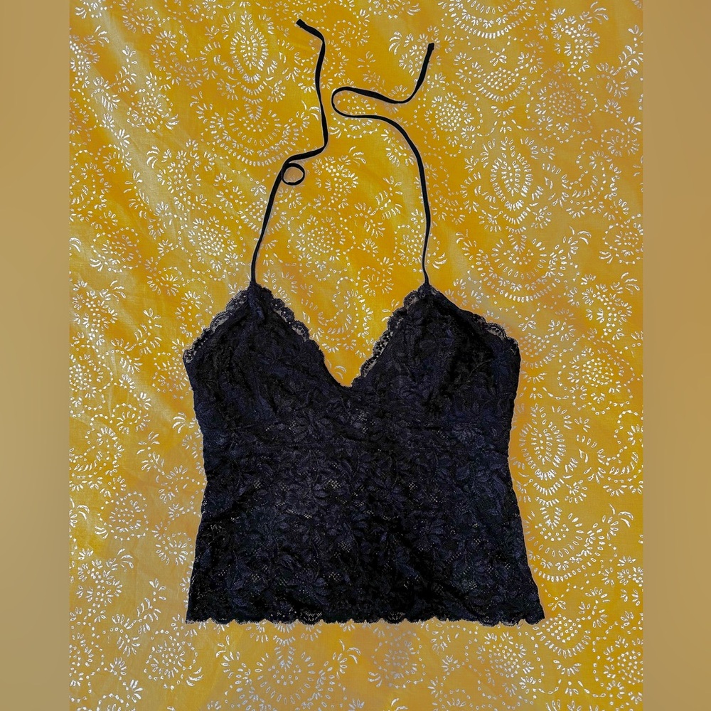Sheer black lace cami